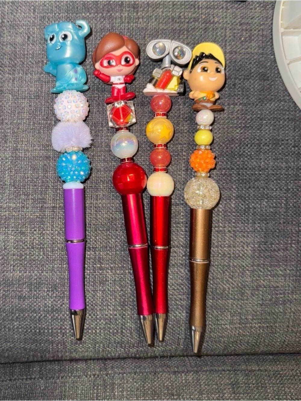 Kids Decorative Character Bead Pens - Purple, Red, Gold, Blue